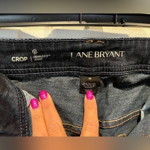 Lane Bryant Genius Fit Crop denim jeans. Heavy Denim Dark Wash